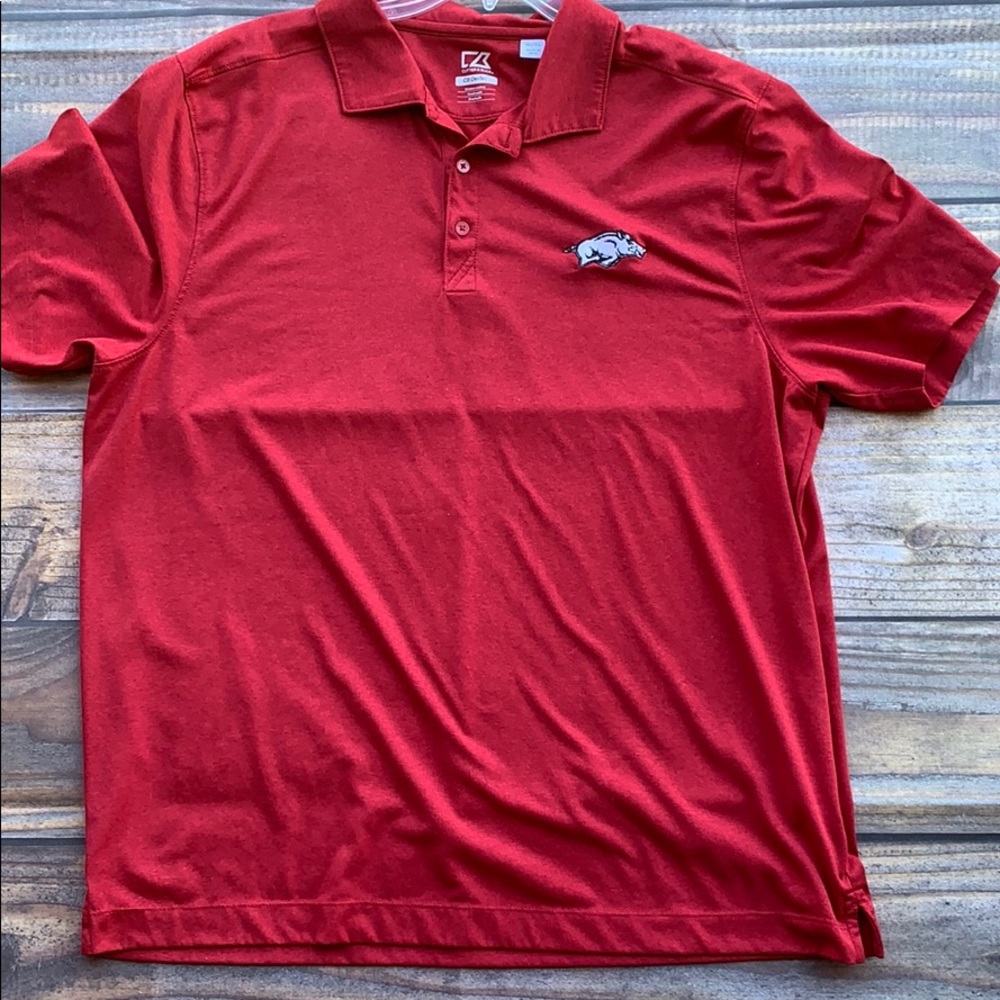 Men’s red Razorback polo